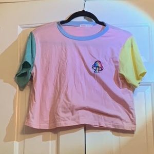 Colorblock mushroom tee